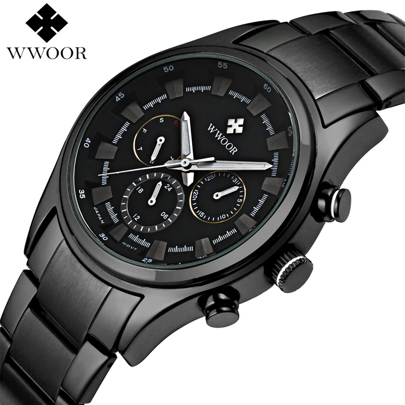 

Men Watches Top Brand Luxury Date 24 Hours Clock Male Waterproof Military Sports Watch Men's Quartz Watch Stainless Steel Black