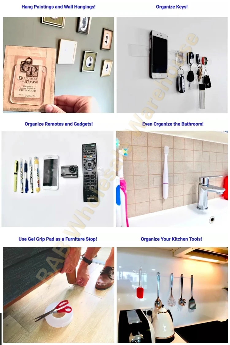 Fita auto-adesiva removível e multifuncional, lavável, dupla