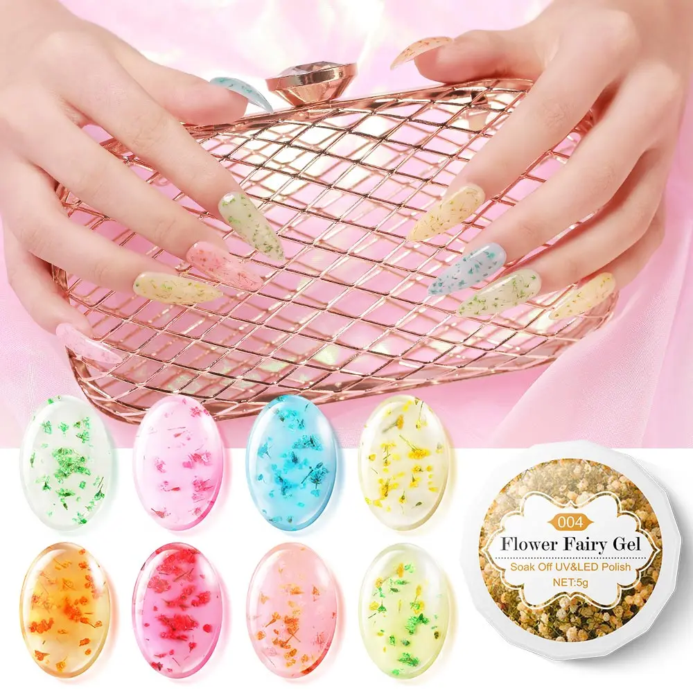 

Maphie Natural Dried Flower Fairy Nail Gel Polish Lucky Gel Paint DIY Decoration Natural Fairy Semi-transparent jelly Nail