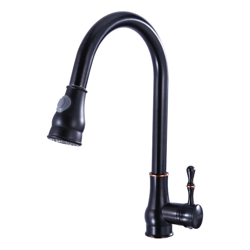 European Antique Kitchen Faucets Brass Brushed Black Bathroom Faucet