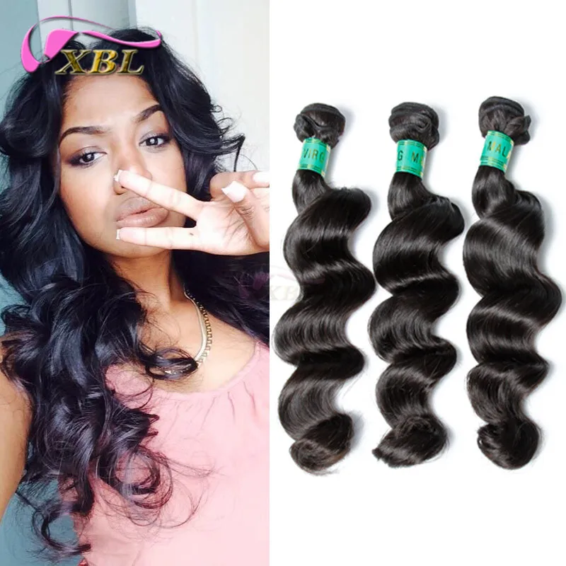

Natural Color Unprocessed Malaysian Virgin Loose Wave Hair Extensions Virgin Human Hair Weave 3 pcs/lot virgin hair loose wave