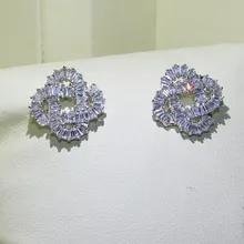 Бренд choucong оригинальные Роскошные ювелирные изделия 925 стерлингового серебра принцесса 5A циркония вечерние серьги-гвоздики 1 пара для влюбленных G ift