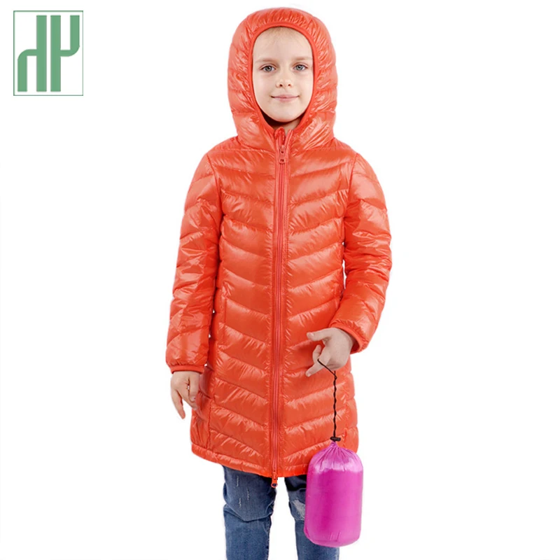 

HH winter jacket for boy Girls long down jacket Solid Hooded Unisex Kids Jackets Children duck Down Warm Teenagers Outwears
