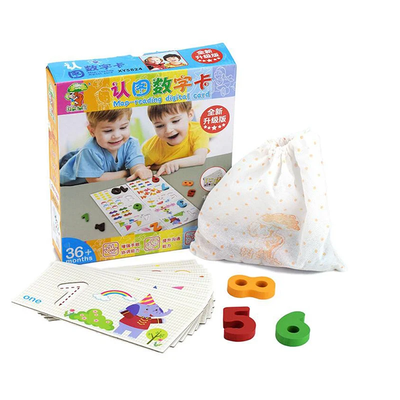 

Children 3D Animal Cartoon Learning Educational Card Wooden Mathematics Card Digital Matching Math Toy Toys
