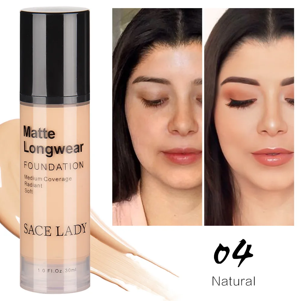 30ml 4 Natural Основа под макияж профессиональный Матовый жидкий маскирующий макияж крем водостойкий натуральный косметический - Цвет: 30ml 4 Natural
