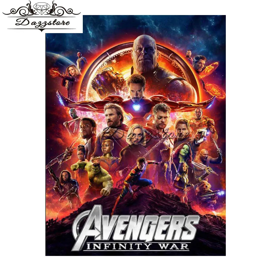 

5D Diy diamond painting cross stitch diamond mosaic New avengers Infinity War Marvel rhinestones embroidery Home Decor