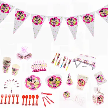 

Minnie Mouse Theme Birthday party Decoration For Girls Children Party Gift Disposable Tableware Sets Birthday Party Supplies