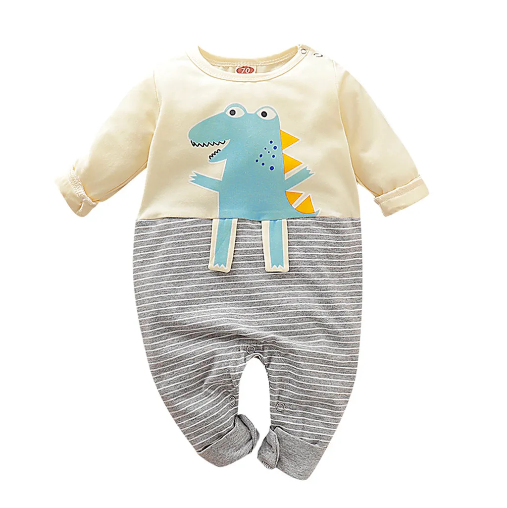 

Baby Romper Girl Boy Dinosaur Striped Long Sleeve Winter Jumpsuit Casual Newborn Rompers Onesie Toddler Kids Clothes 2019 19Jul