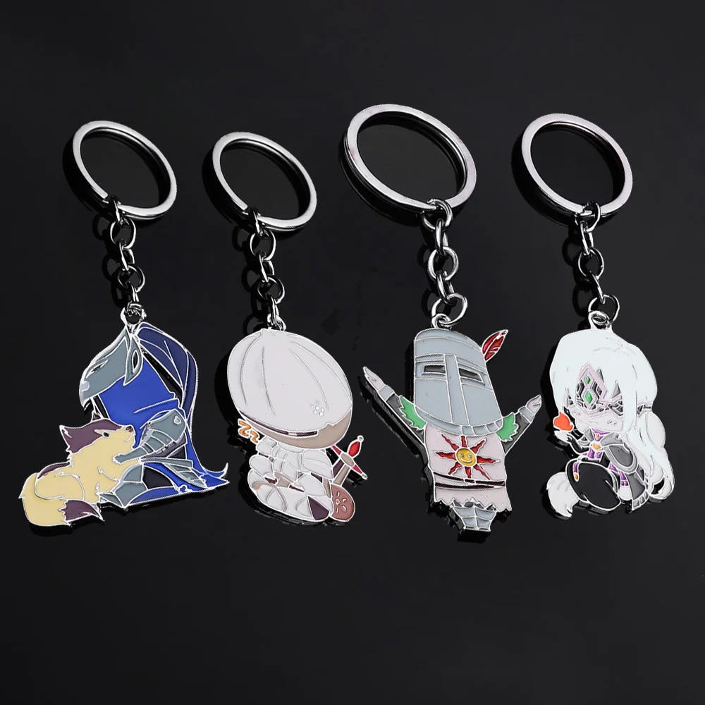 

SG Hot 4 Style Dark Souls Figure Keychains Sun Sollar Fire Keeper Knight Keyring Men Kids Bloodborne Broche Choker Jewelry Gifts