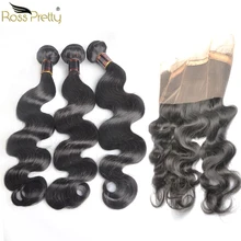 Ross Pretty Remy Brazilian Body Wave Hair 360 Lace Frontal with Bundles Natural Human Hair Weave bundles with frontal Ross Pretty Remy Brazilian Body Wave Hair 360 Lace Frontal with Bundles Natural Human Hair Weave bundles with frontal