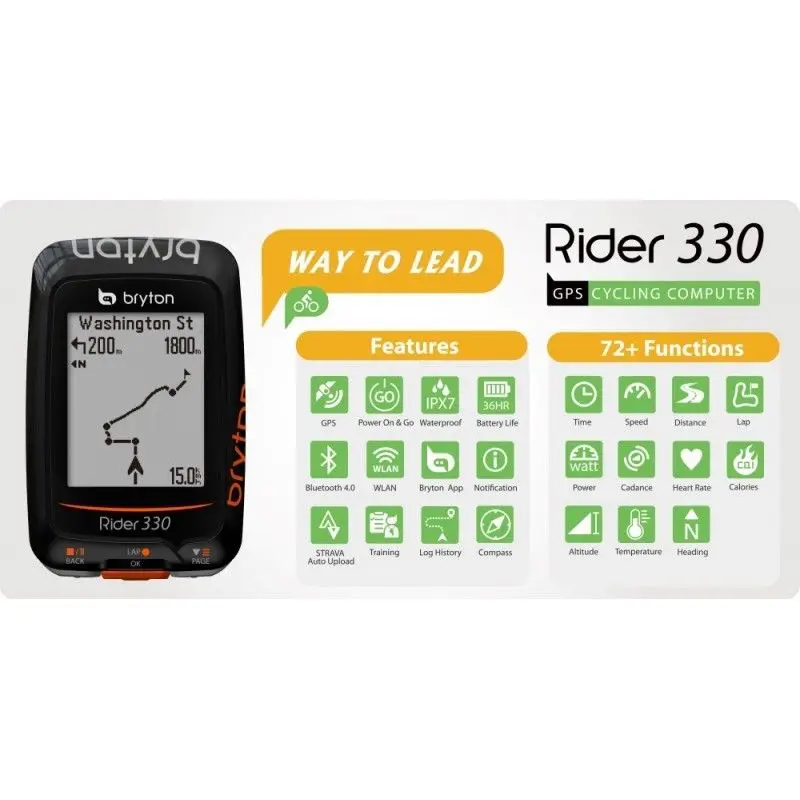 Bryton Rider330 GPS Enabled Waterproof wireless cycling bike mount speedometer with bicycle