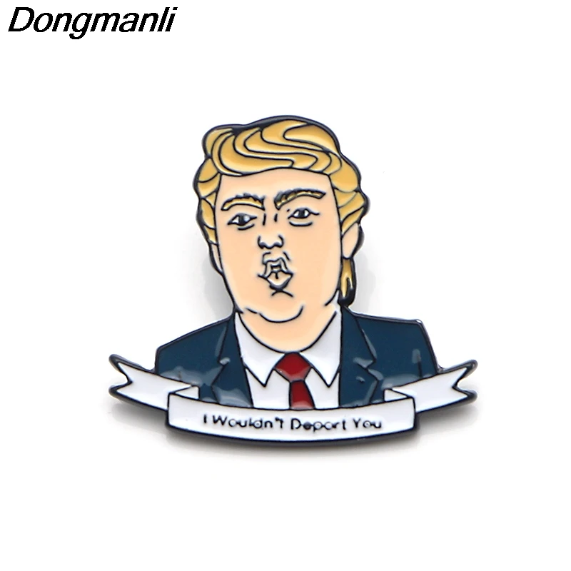 

P3659 Wholesale 20pcs/lot Trump Enamel Pin Brooches Cartoon Creative Metal Brooch Pins Denim Hat Badge Backpack Bag Jewelry