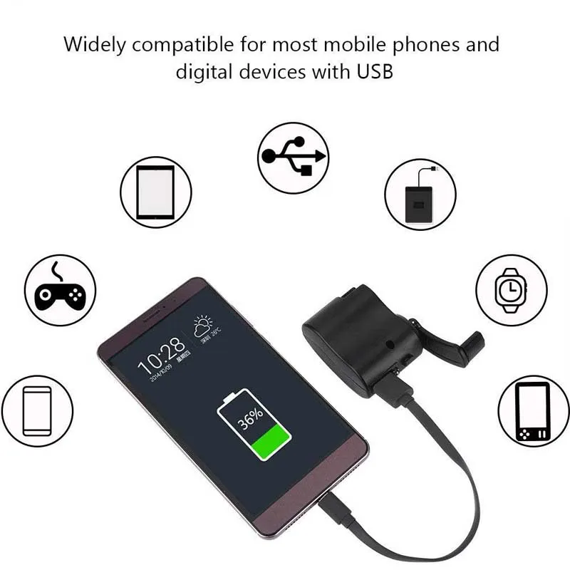 البسيطة اليد الساعد USB هاتف محمول الطوارئ شاحن دليل الطوارئ الطاقة مولد شاحن السفر التخييم المعدات أدوات إنقاذ