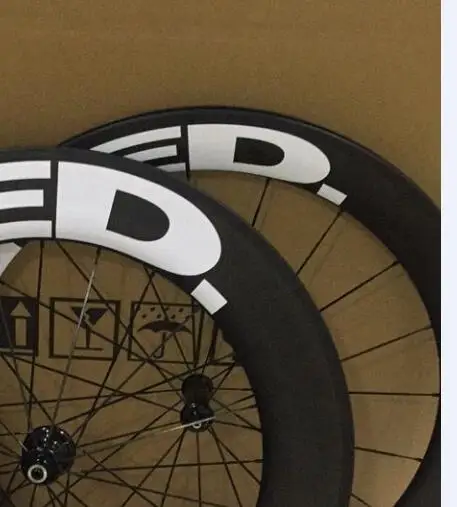

Newest white logo carbon wheels front 60mm rear 88mm wheelset 25mm wide ud with carbon hubs basalt surface made in china