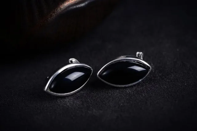 Покрытие антикварной медью Mujer moda pendientes oorbellen серьги драгоценные камни черный камень оникс 925 пробы серебряные серьги-капли Новая мода - Окраска металла: Покрытие антикварной медью