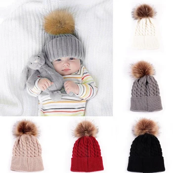 

Baby Toddler Kids Boys Girls Knitted Caps Cute Hats Crochet Winter Warm Hat Cap 5 Colors
