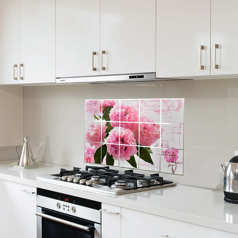 

DIY Removable Waterproof Tinfoil Wall Decals/Adhesive Kitchen Wall Stickers Cuisine Artificial Flower Mural Art
