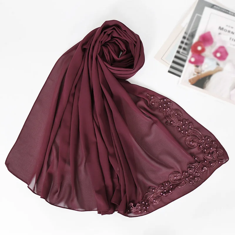 NEW women bubble chiffon solid color muslim head scarf shawls and wraps pashmina bandana female foulard soft hijab stores - Цвет: 3