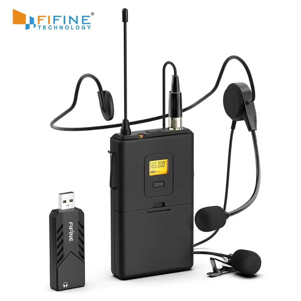 Microfone sem Fio para Computador e Mac Condensador com Receptor Gravação e Podcast Usb para Entrevista Fifine Microfone
