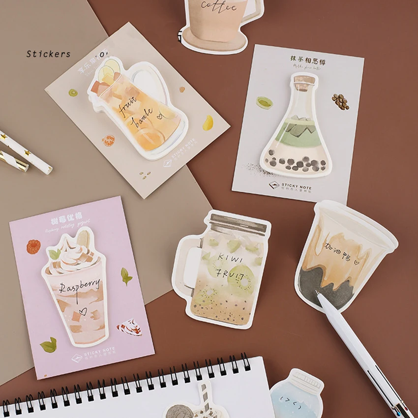 

Creative Drink Series Memo Pad 30 Sheet Tearable Sticker Notepad DIY Scrapbooking Album Decor Schedule Sticky Notes Stationery