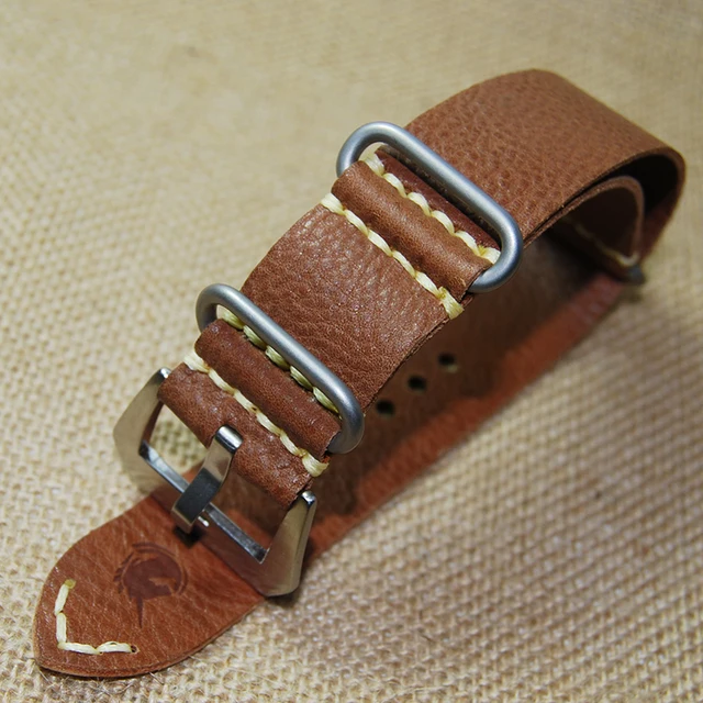 Top quality 24MM Nato strap genuine cow leather Watch band