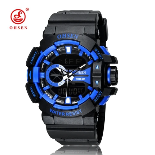 Новое поступление OHSEN Цифровые кварцевые мужские модные спортивные наручные часы для мальчиков, 50 м, резиновый ремешок для дайвинга, белые часы для активного образа жизни, ручные часы - Цвет: Blue