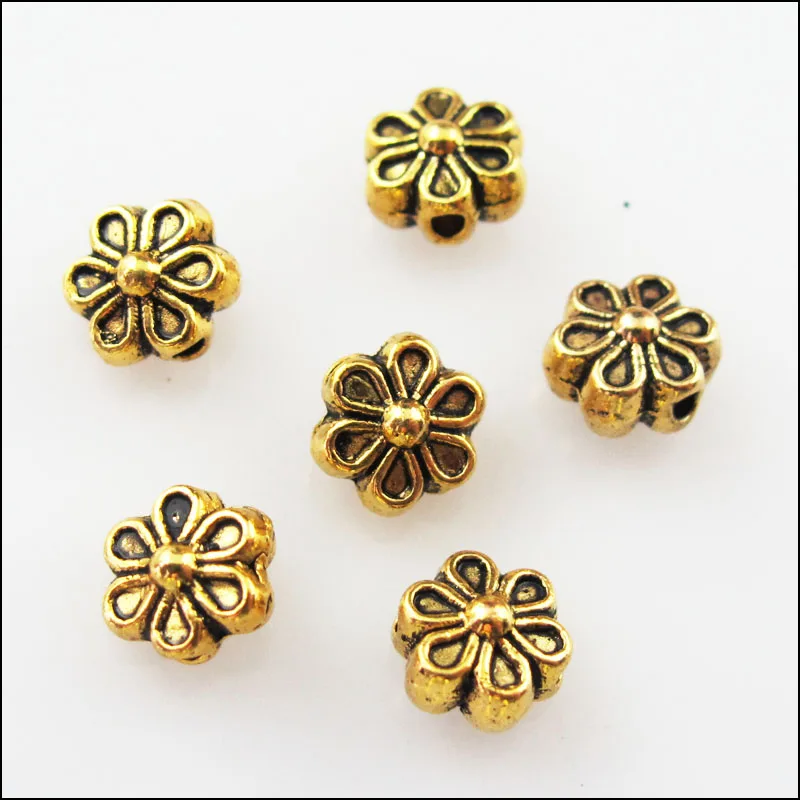Бусины шармы в форме цветка тибетские золотистые 50 шт. 6 мм|beads charms|flower spacerflower spacer
