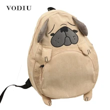 Women Backpack Schoolbag Canvas Cute Dog Fox Ear Embroidery Corduroy Backpack Female Vintage Notebook Backpack For Girls School