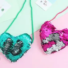 Шикарная блестящая двухцветная Детская сумка для монет с сердечком, мини-сумка для девочек, милый детский кошелек для монет