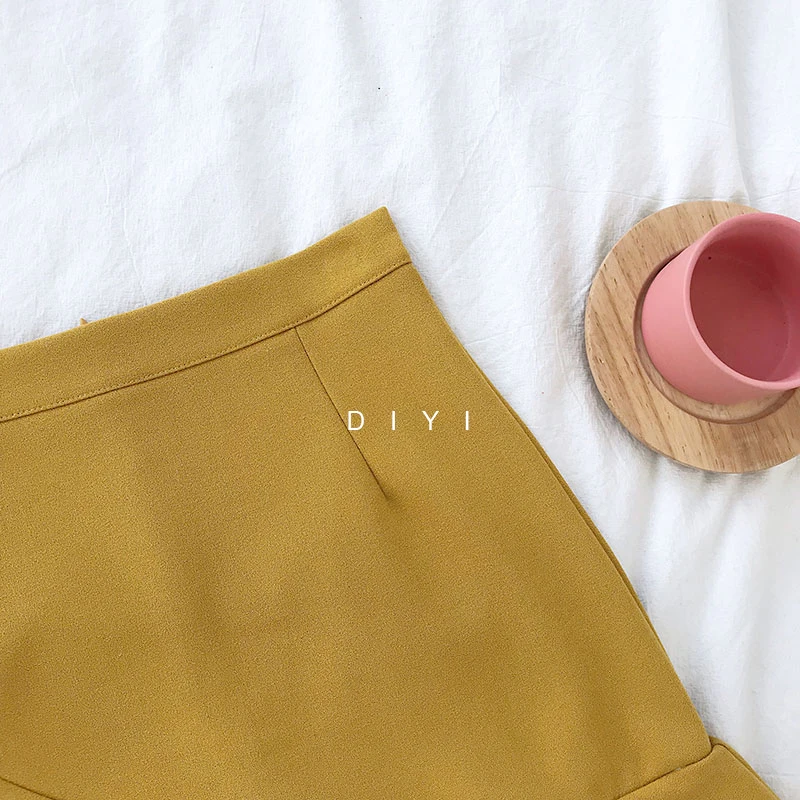 Юбки Для женщин Нерегулярные женский 2019 осенью новый корейский Chic Для женщин s милый с высокой талией оборка в виде рыбьего хвоста