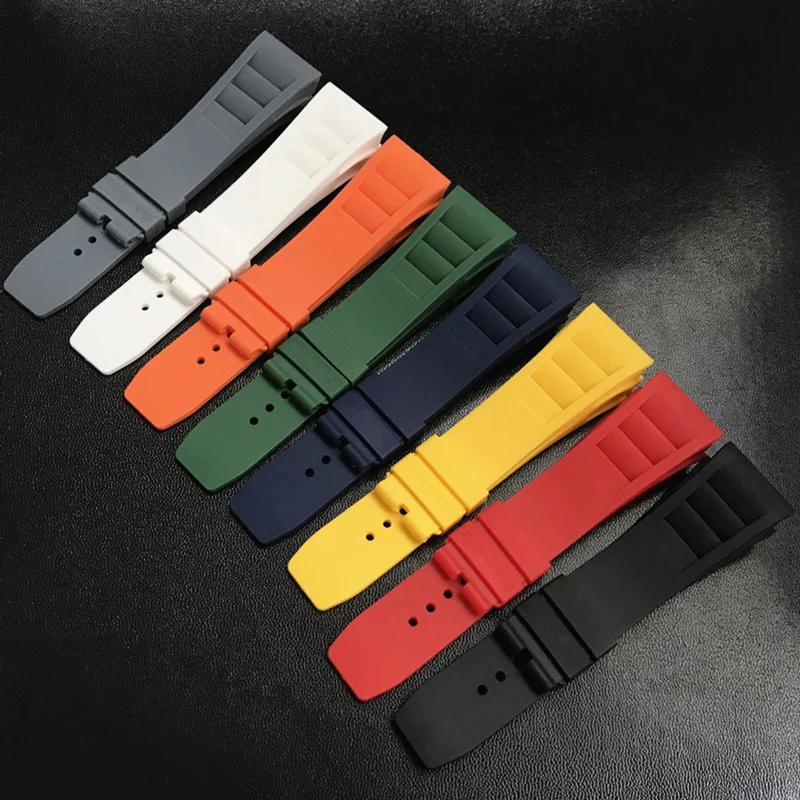 

Brands 20mm Red White Black Green Gray Blue Yellow Orange Rubber Watchband Watch Strap For Richard RM011 RM-11 Mille Bracelet