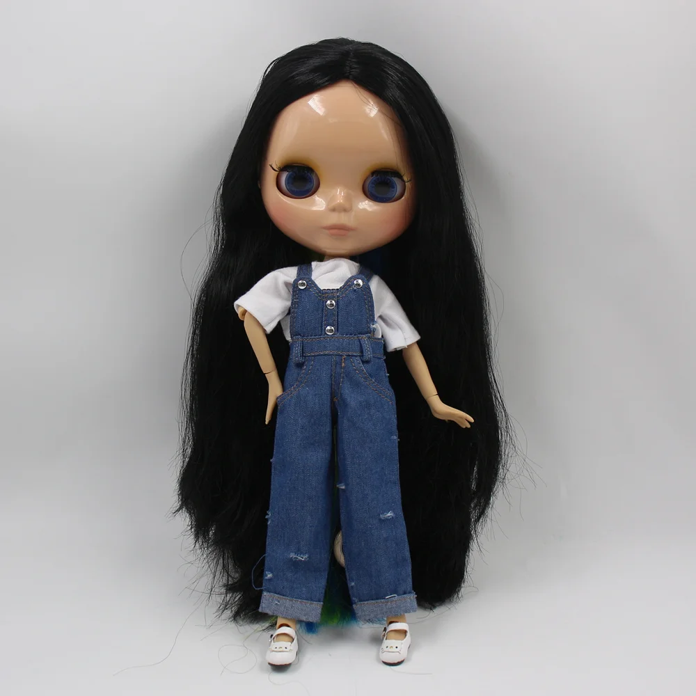 Кукла Blyth ICY DBS с блестящим лицом красивым черным смешанным цветом прямые волосы