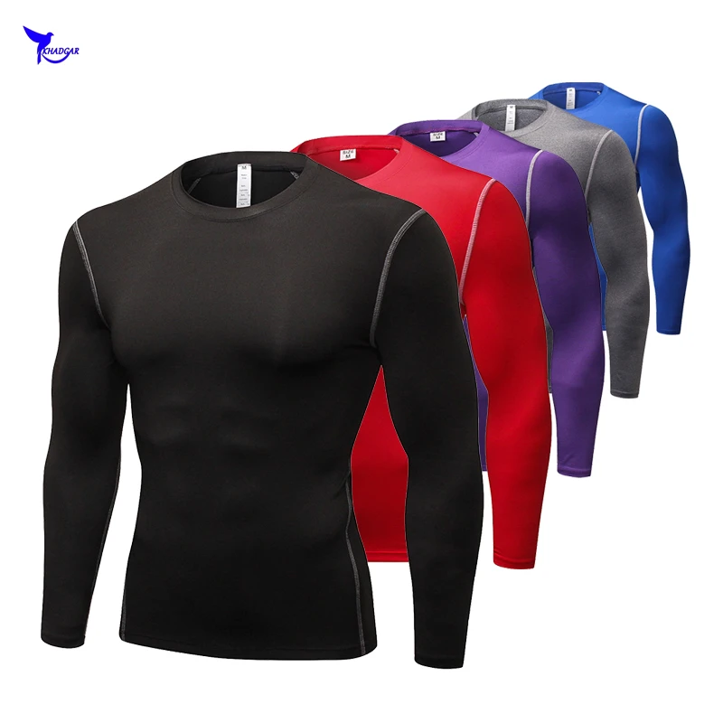 

Mens Compression Running Shirts Dry Fit Long Sleeve Sport Clothing Crossfit Exercise Workout Gym Fitness Rashgard MMA Sportswear