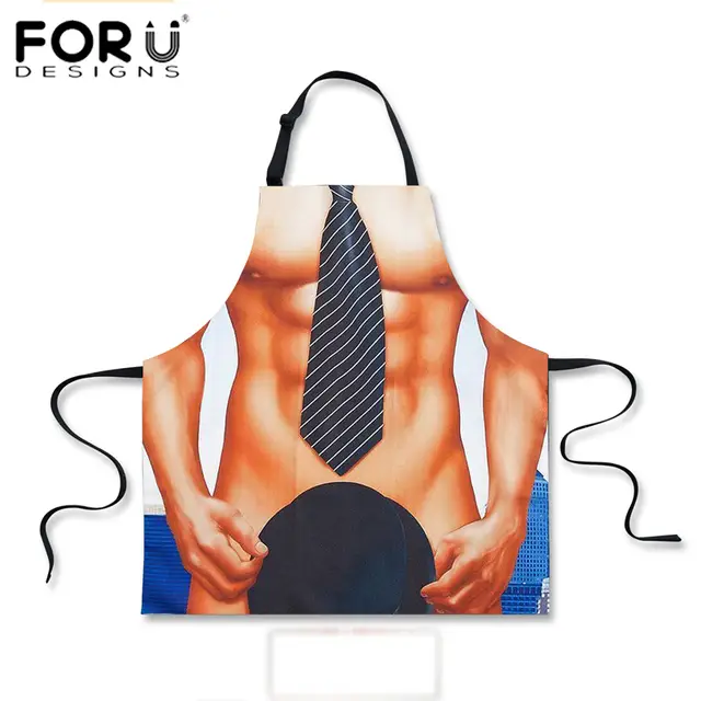 US 30 OFF FORUDESIGNS Novelty Naked Woman Men Sexy Funny Aprons For Kitchen Cooking Chef Apron Ladies Sexy Sleeveless Waist BBQ Aprons In