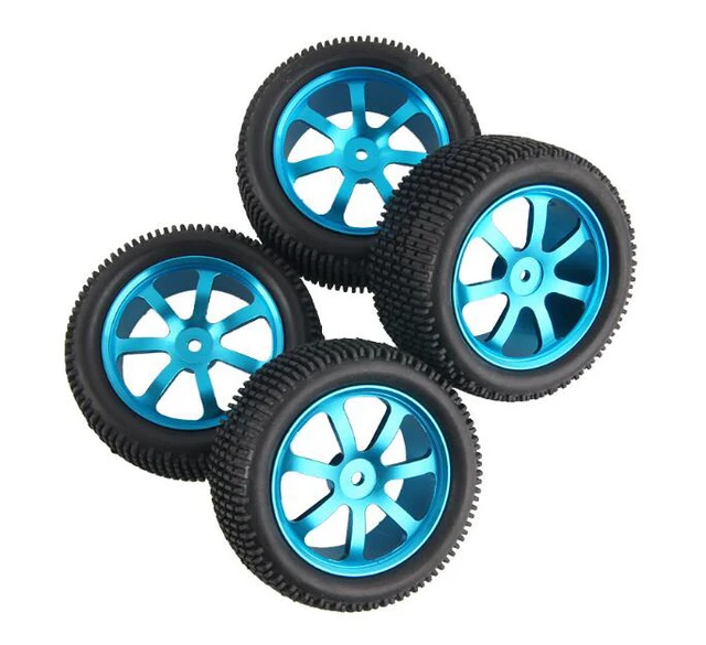 Best Offers Free Shipping 4pcs 1/10 Buggy tires with Aluminium alloy metal wheels hub fit for HSP 94106/94166/94107 Kyosho RC Car model