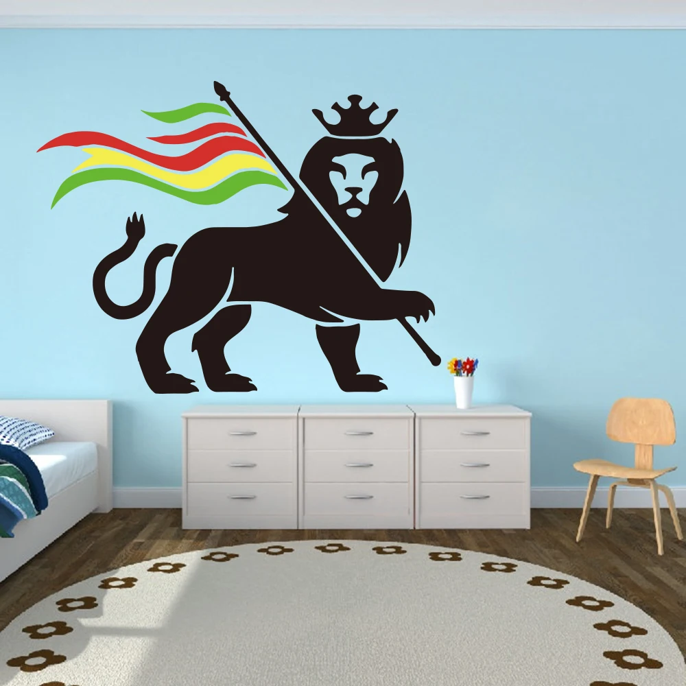 Us 7 92 17 Off Bob Marley Rasta Lion Crown Wall Decal Bedroom Car Laptop Rastafari Lion Of Judah Bob Marley Wall Sticker Vinyl Home Decor In Wall