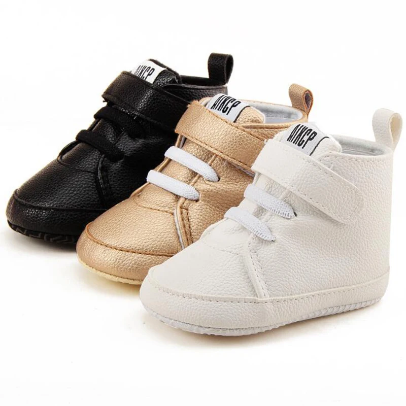 

Classic Kids Sports Sneaker Baby Boy Shoes Newborn Soft Sole PU Leather First Walker Toddler High Top Babe Shoe Child Prewalkers