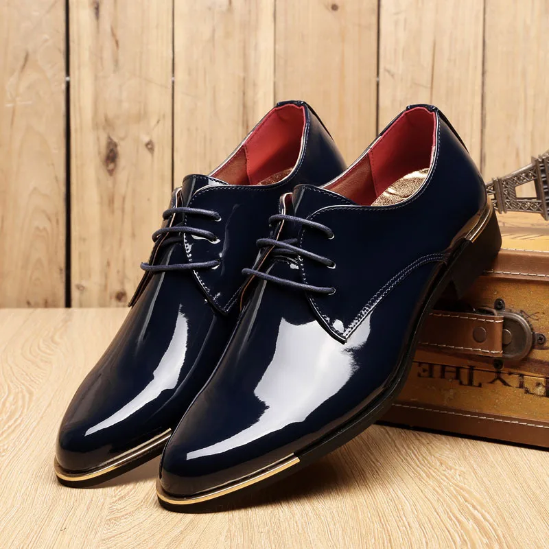 HighQuality Men Dress Shoes Super Fashion Bright Patent Leather Men ...