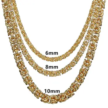 

Granny Chic 316L Stainless Steel Necklace 6/8/10 mm Byzantine Link Chain Gold Men Women Fashion Jewelry Gift