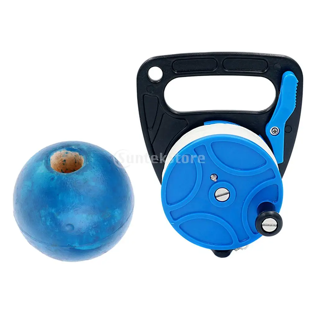 Underwater Scuba Diving Dive Wreck and Cave Reel with 272ft White Line & Thumb Stopper + Safety Rope Float Ball