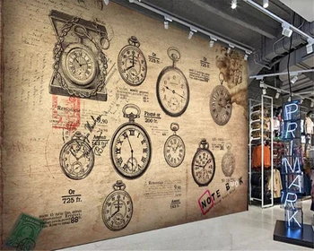 

beibehang wallpaper for walls in rolls Original retro vintage style clock European style wallpaper background papel de parede 3d