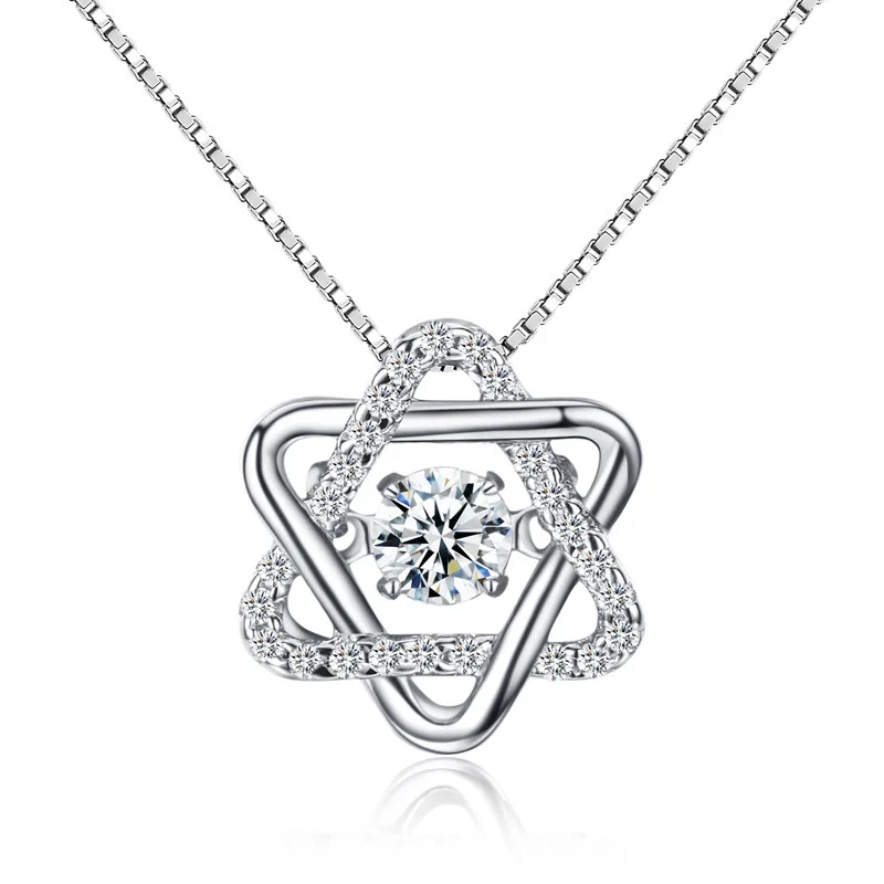 

Source Manufacturers S925 Sterling Silver Necklace Female Clavicle Chain Short Six-pointed Star Necklace Wild Japanese and Korea