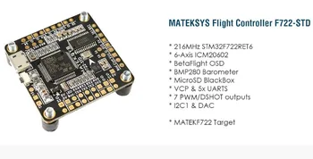 

F722-STD F722 STD STM32F722 Flight Controller Built-in OSD BMP280 Barometer Blackbox for RC Models Multicopter