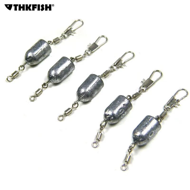 THKFISH 5 Pcs 20g Fishing Lead Weights Sinkers With Double Rolling