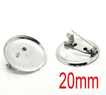 

Free shiping!!!!!!! Silver Tone Round Cabochon Frame Setting Brooches 23mm(Fit 20mm)