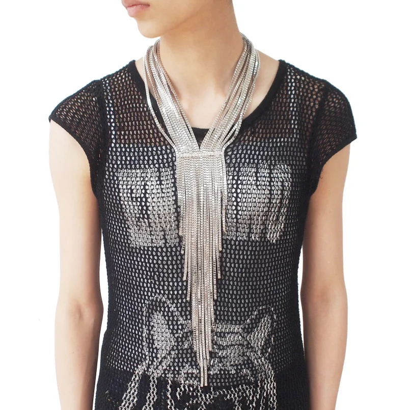 UKMOC New Fashion Rhinestones Alloy Chain Collar Women Evening Dress