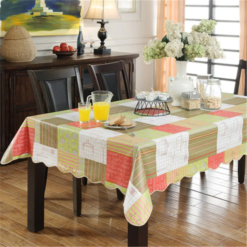 YD Europe waterproof table cover stripe plastic PVC tablecloth No clean