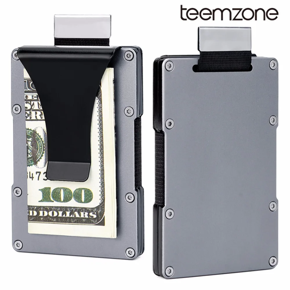 Teemzone Slim Mini Metal Clip Brand Men Fashion ID Credit Card Holder With RFID Anti-thief Wallet Busines Case K396 | Багаж и сумки