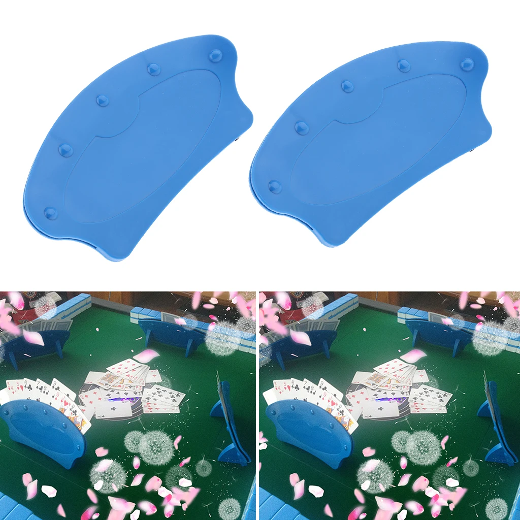 2pcs Blue Durable Plastic Playing Card Holder For Senior Elderly Adults Disabled Can Hold Up To 15 Cards