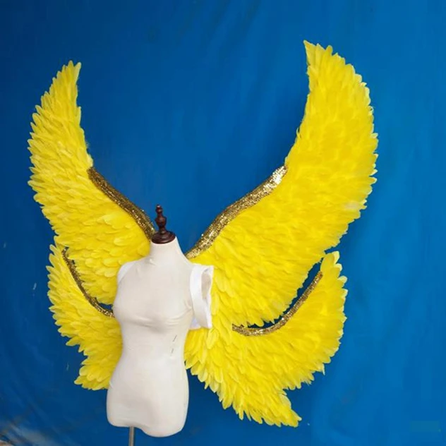 Модное шоу карнавал секретный реквизит косплей желтое Крыло ангела большое розовое перо крыло - Цвет: Style 3